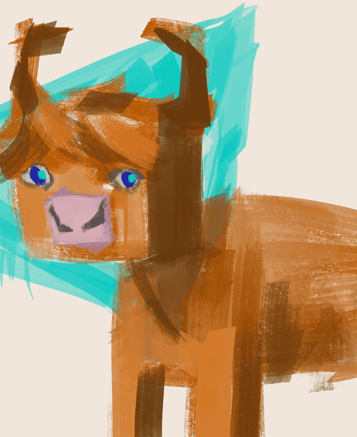 a digital painting of a minecraft cow